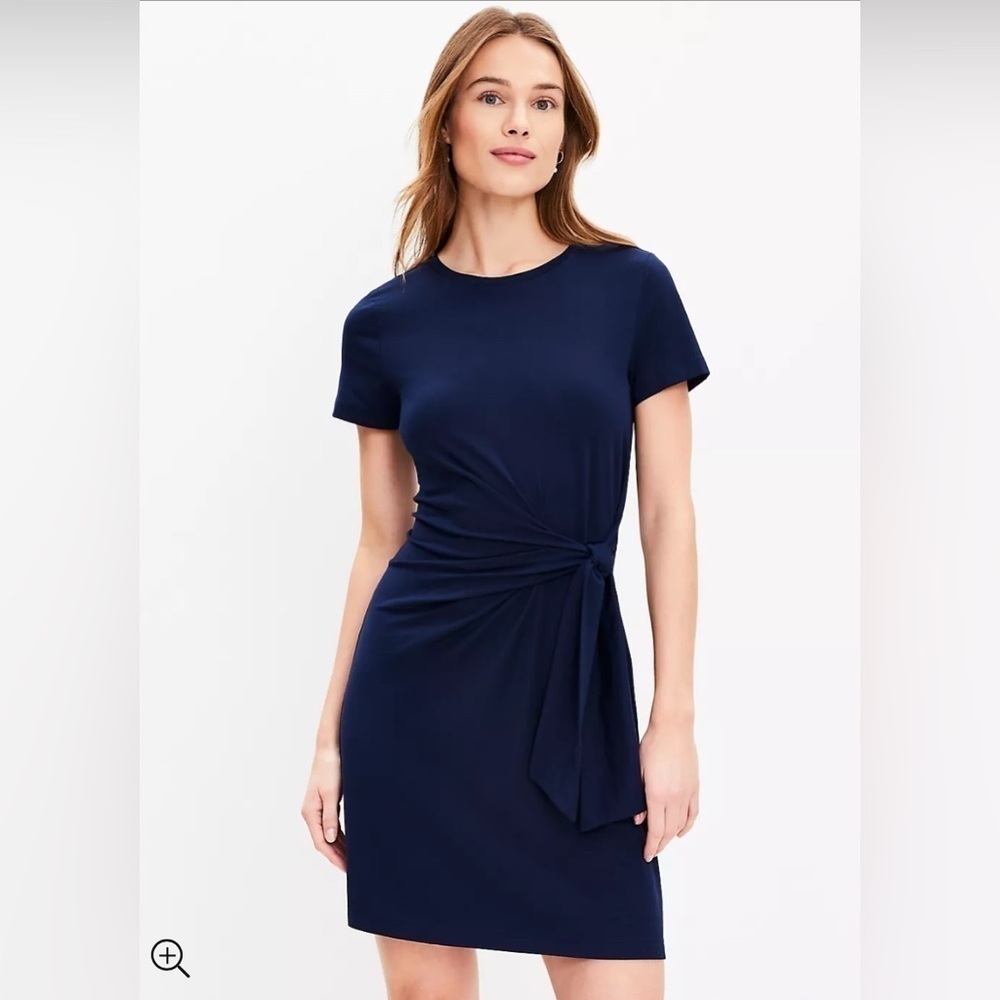 Loft Navy Knotted Side Tie Dress Size Small​​